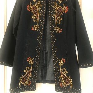Diane Gilman beautifully embellished denim coat.